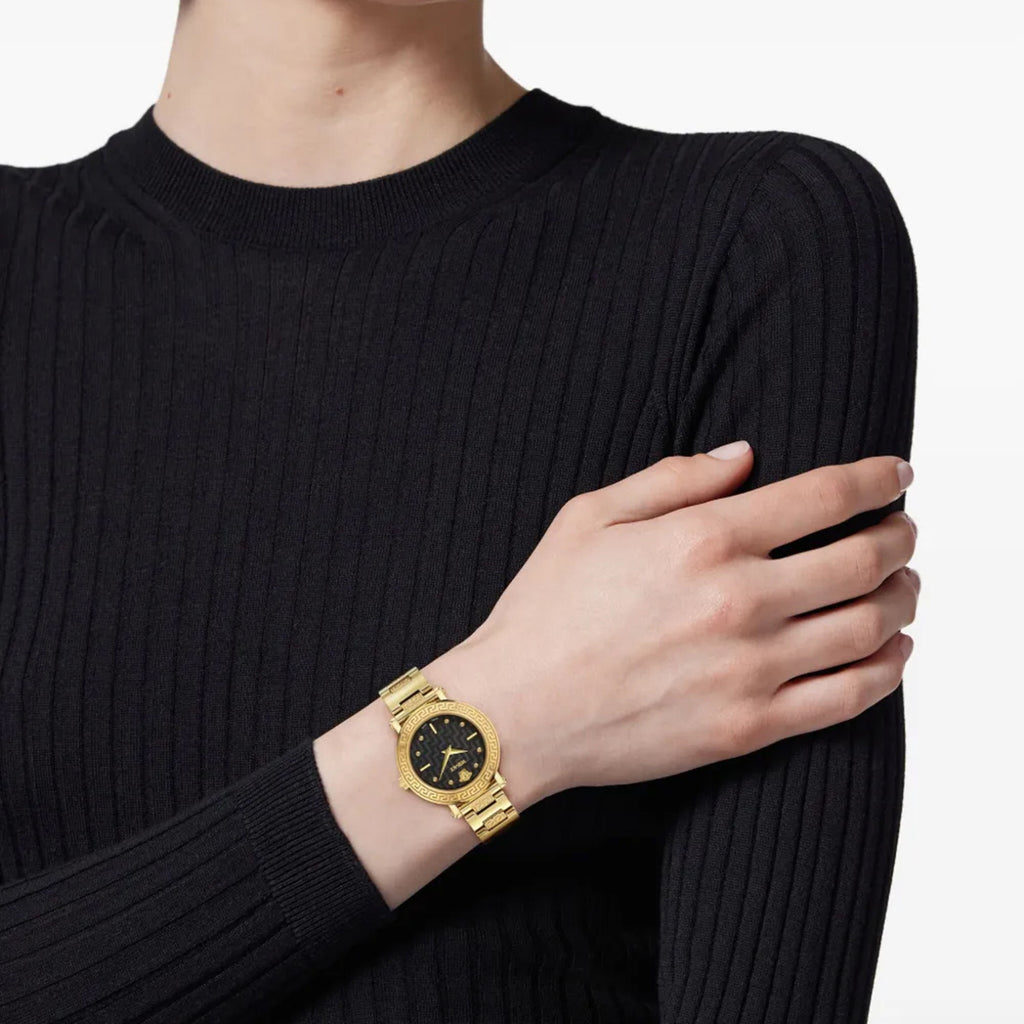 Women Quartz Black Dial Analog Stainless Steel Watch VEKLA0525