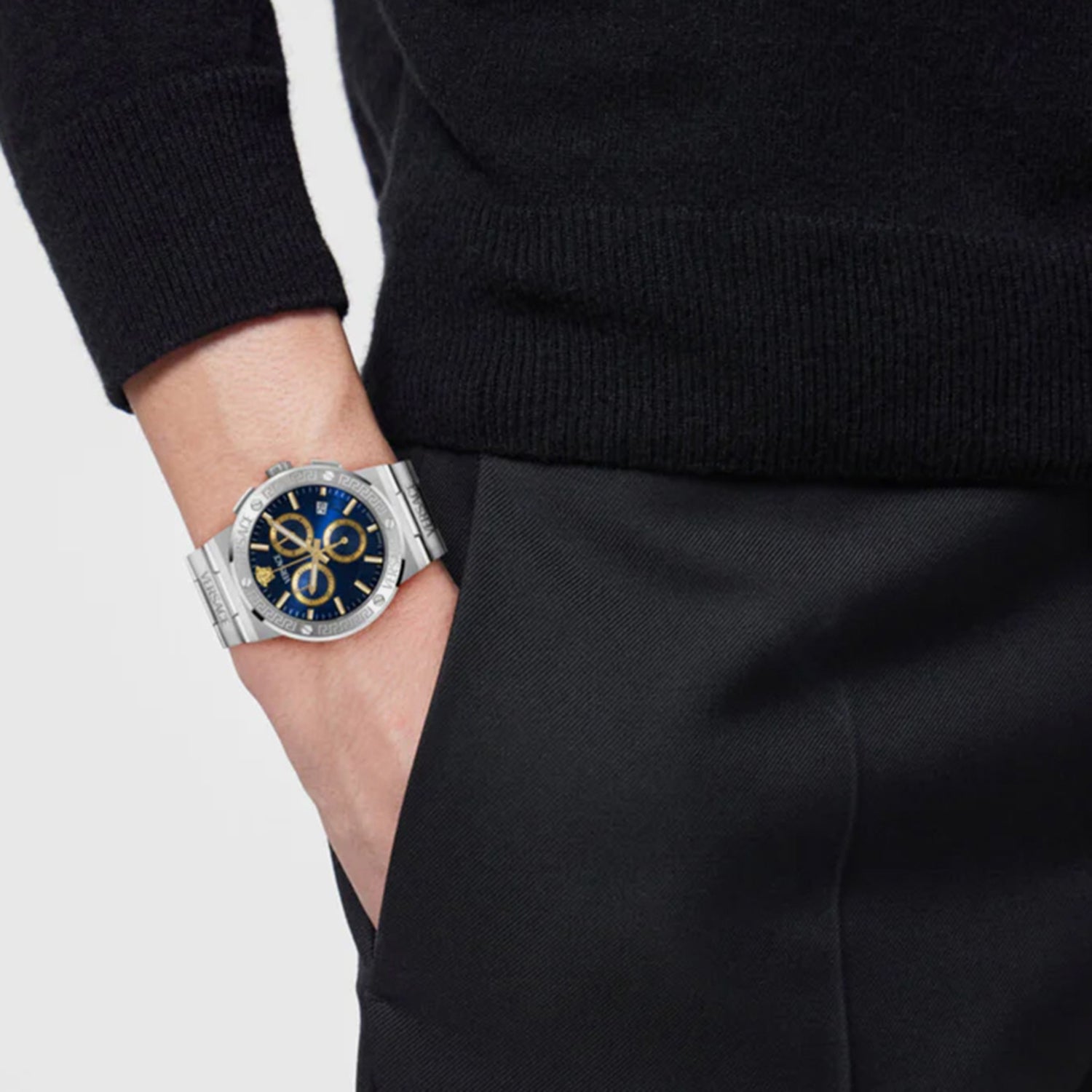 Greca Unisex Quartz Blue Dial Chronograph Stainless Steel Watch VEKMA0225