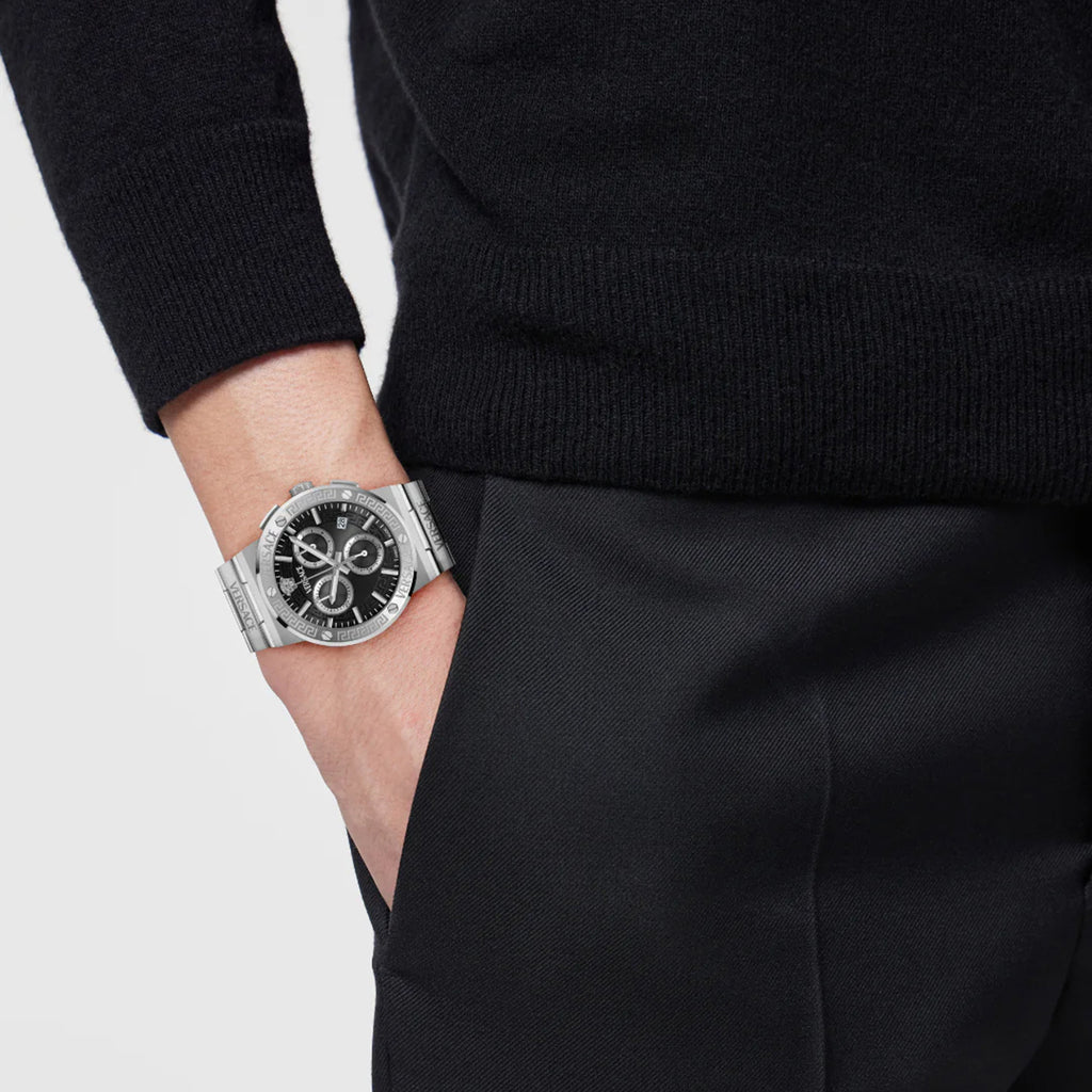 Greca Men Quartz Black Dial Stainless Steel Watch VEKMA0325