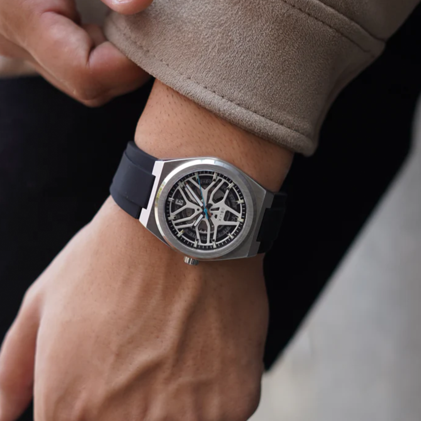 Velocity Sport Men Quartz Silver Dial Analog Silicone Watch