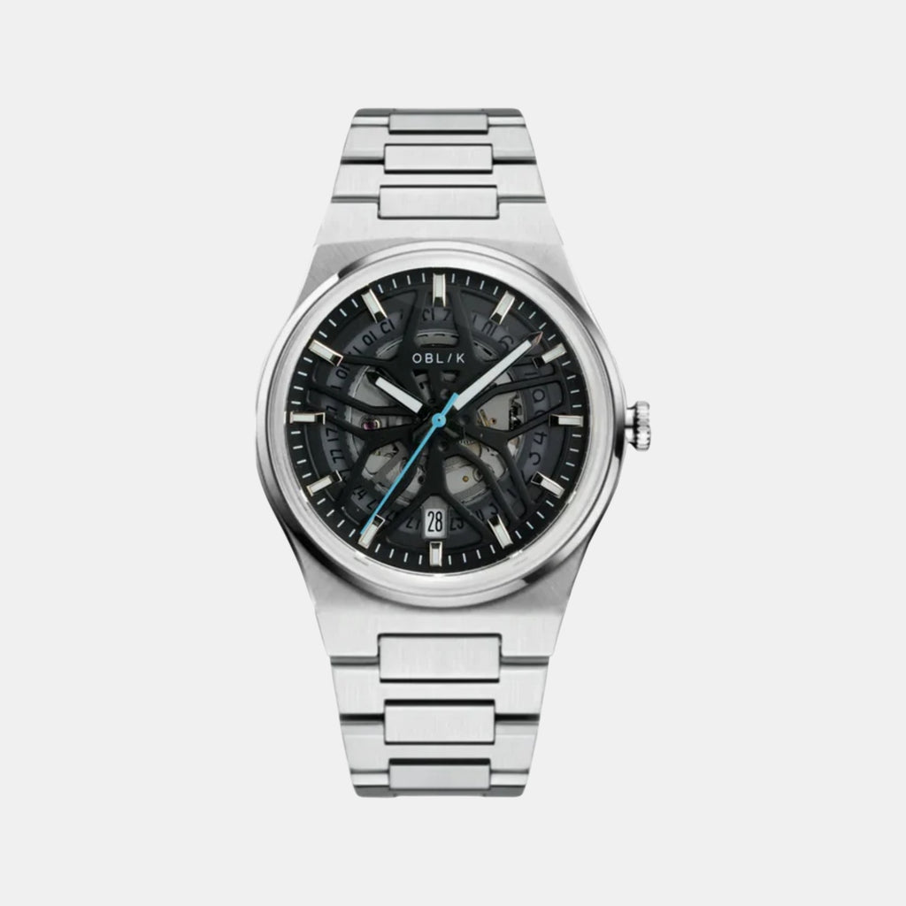 Velocity Men Automatic Black Dial Analog Stainless Steel Watch VELOCITY SILVER-BLACK