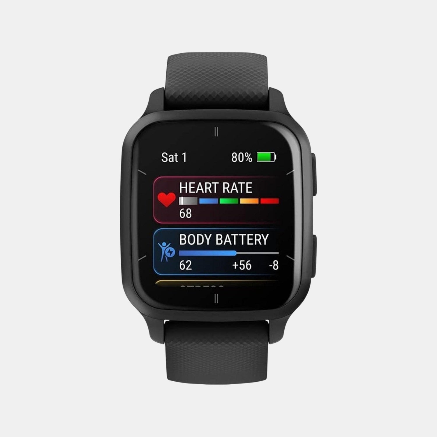 Unisex Processor Black Dial Amoled Silicone Watch VENU SQ 2 MUSIC BLACK SLATE 010-02700-80