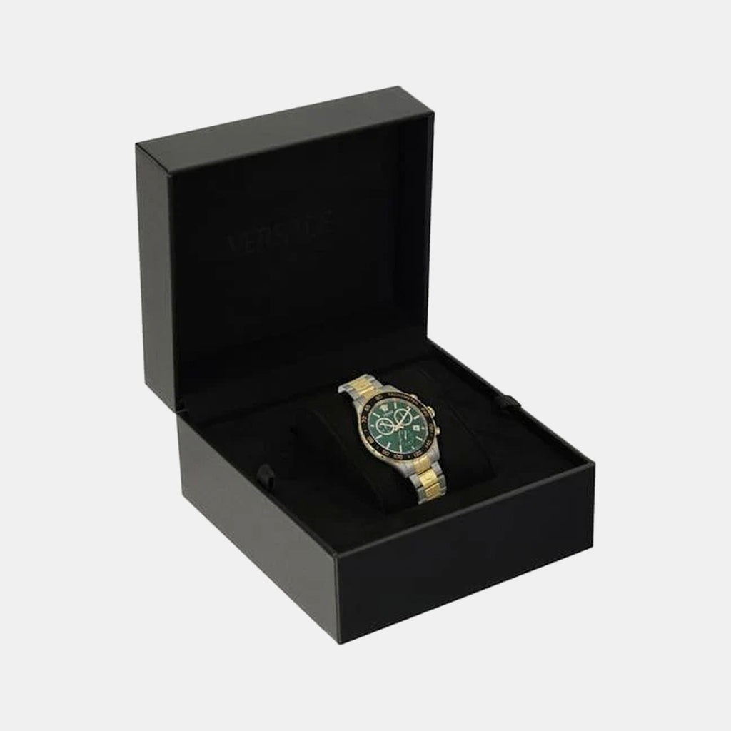 Hellen Men Quartz Green Dial Chronograph Stainless Steel Watch VEPCA0524