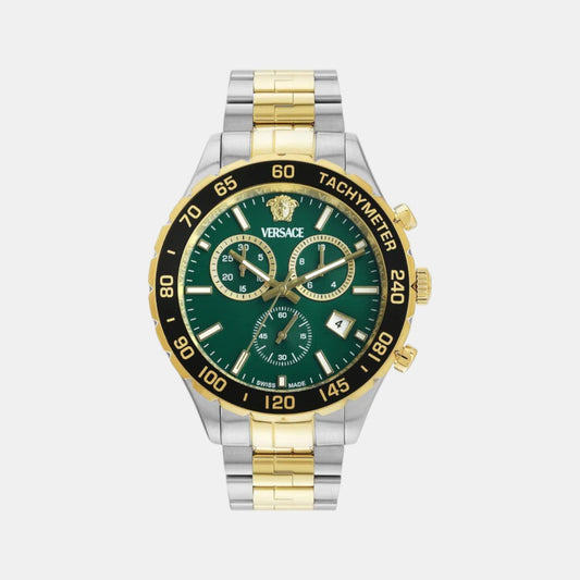 Hellen Men Quartz Green Dial Chronograph Stainless Steel Watch VEPCA0524