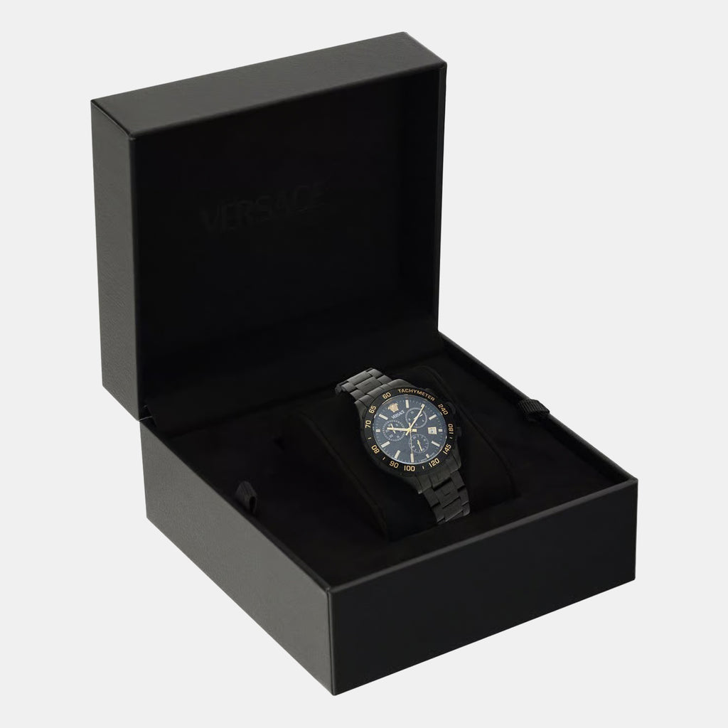 Men Quartz Black Dial Chronograph Stainless Steel Watch VEPCA0624