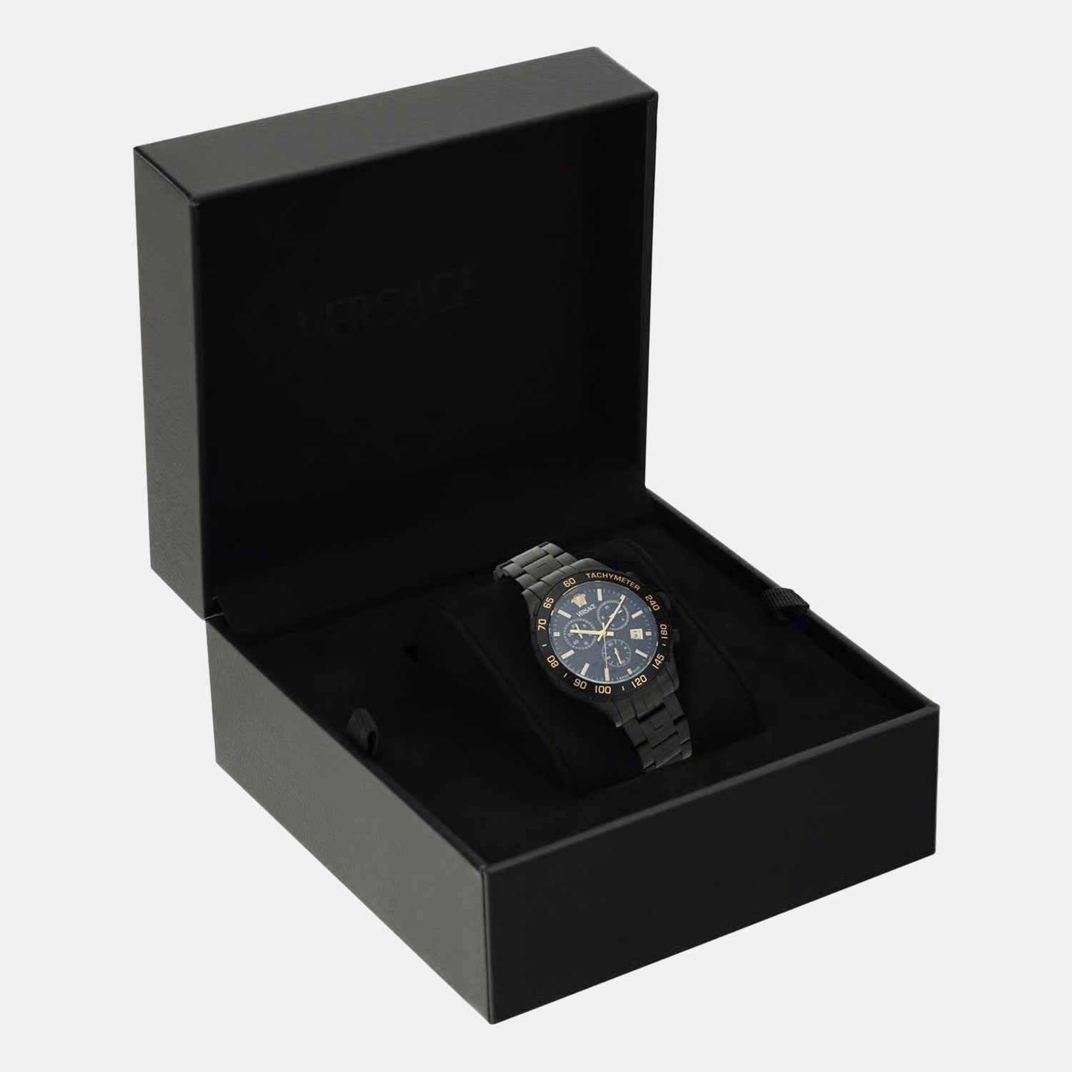 Men Quartz Black Dial Chronograph Stainless Steel Watch VEPCA0624