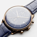 Vertu Men Quartz Blue Dial Chronograph Leather Watch