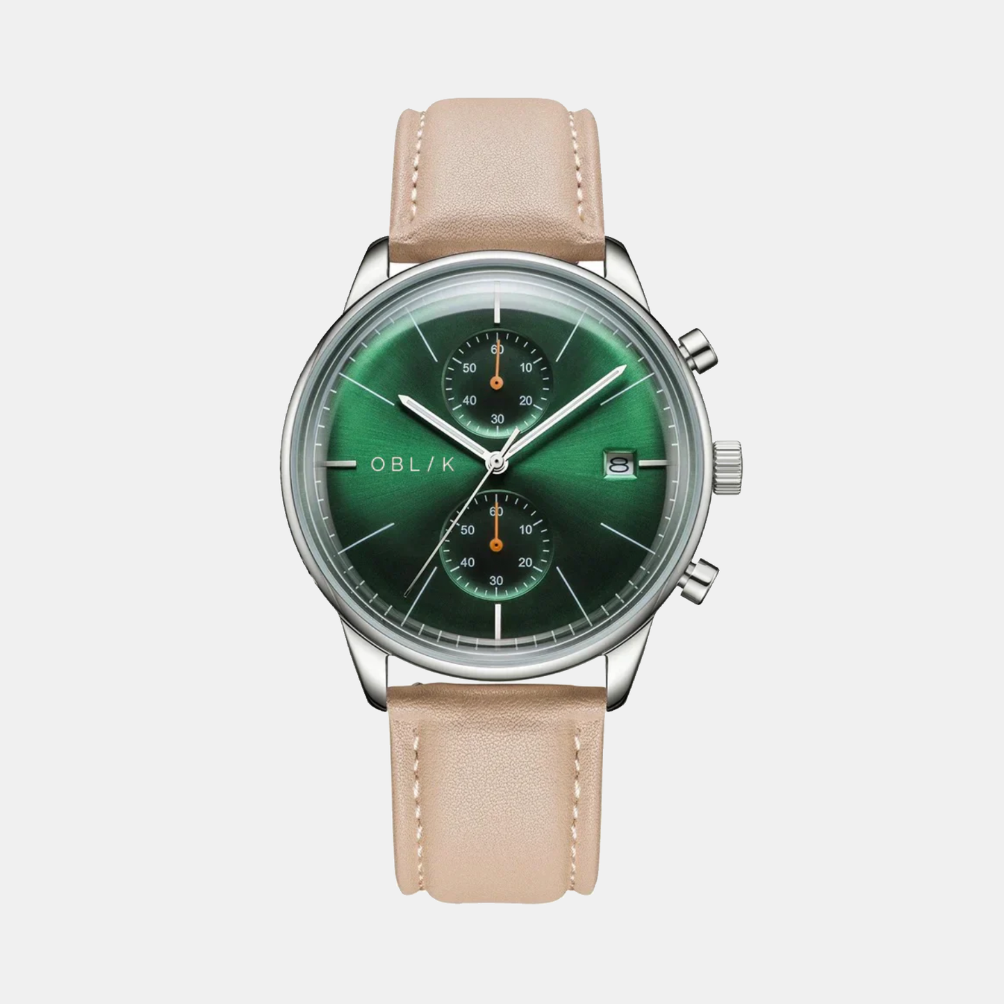 Vertu Men Quartz Green Dial Chronograph Leather Watch