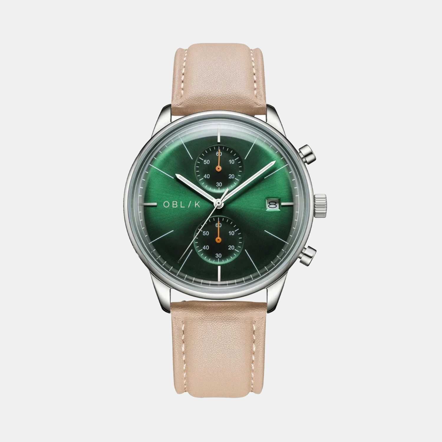Vertu Men Quartz Green Dial Chronograph Leather Watch