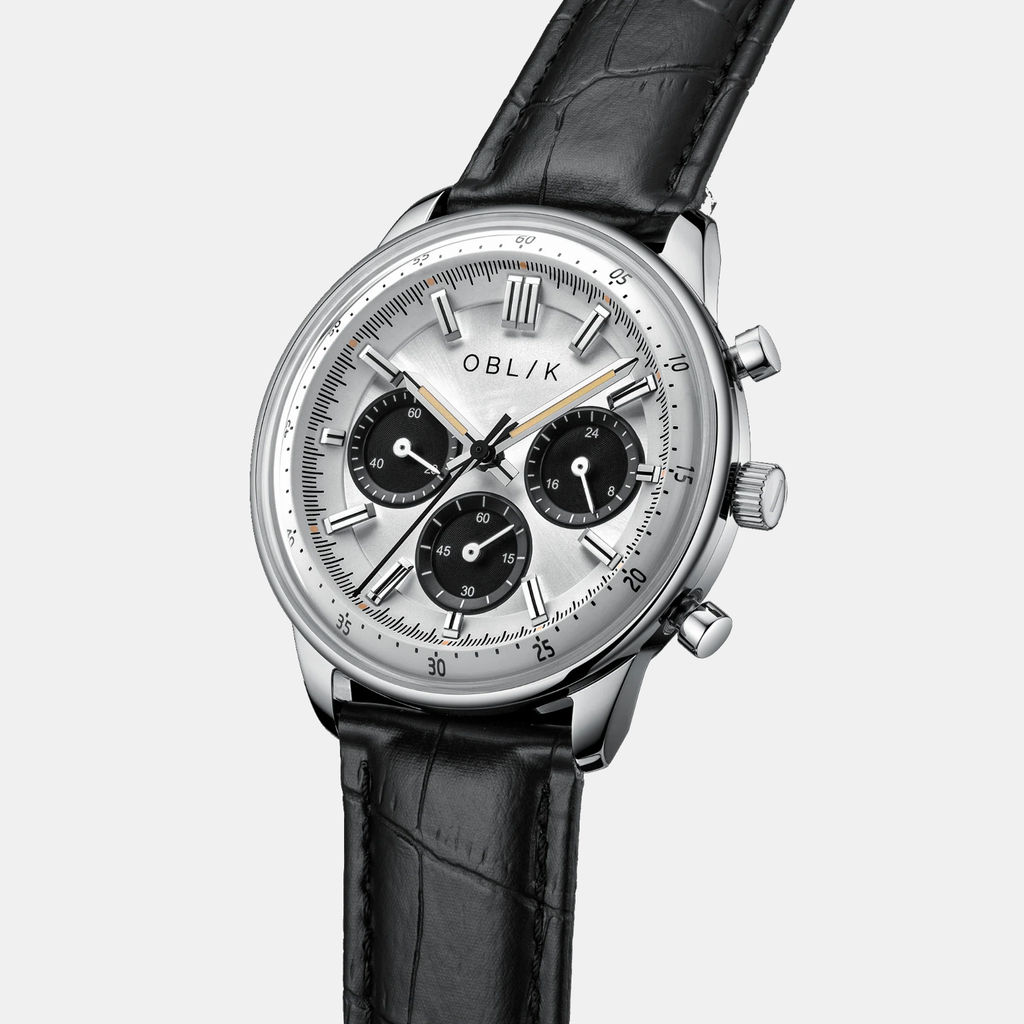 Vertu Panda Men Quartz Silver Dial Chronograph Leather Watch