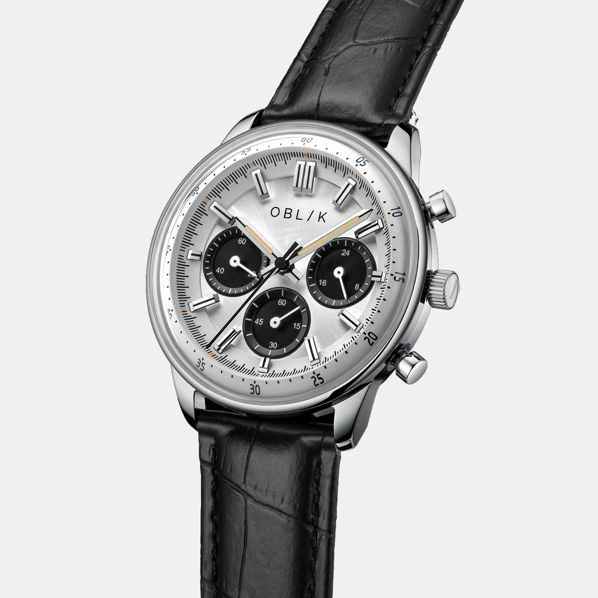 Vertu Men Quartz Silver Dial Chronograph Leather Watch VERTU-PANDA