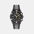 Men Quartz Black Dial Chronograph Stainless Steel Watch VESO01022