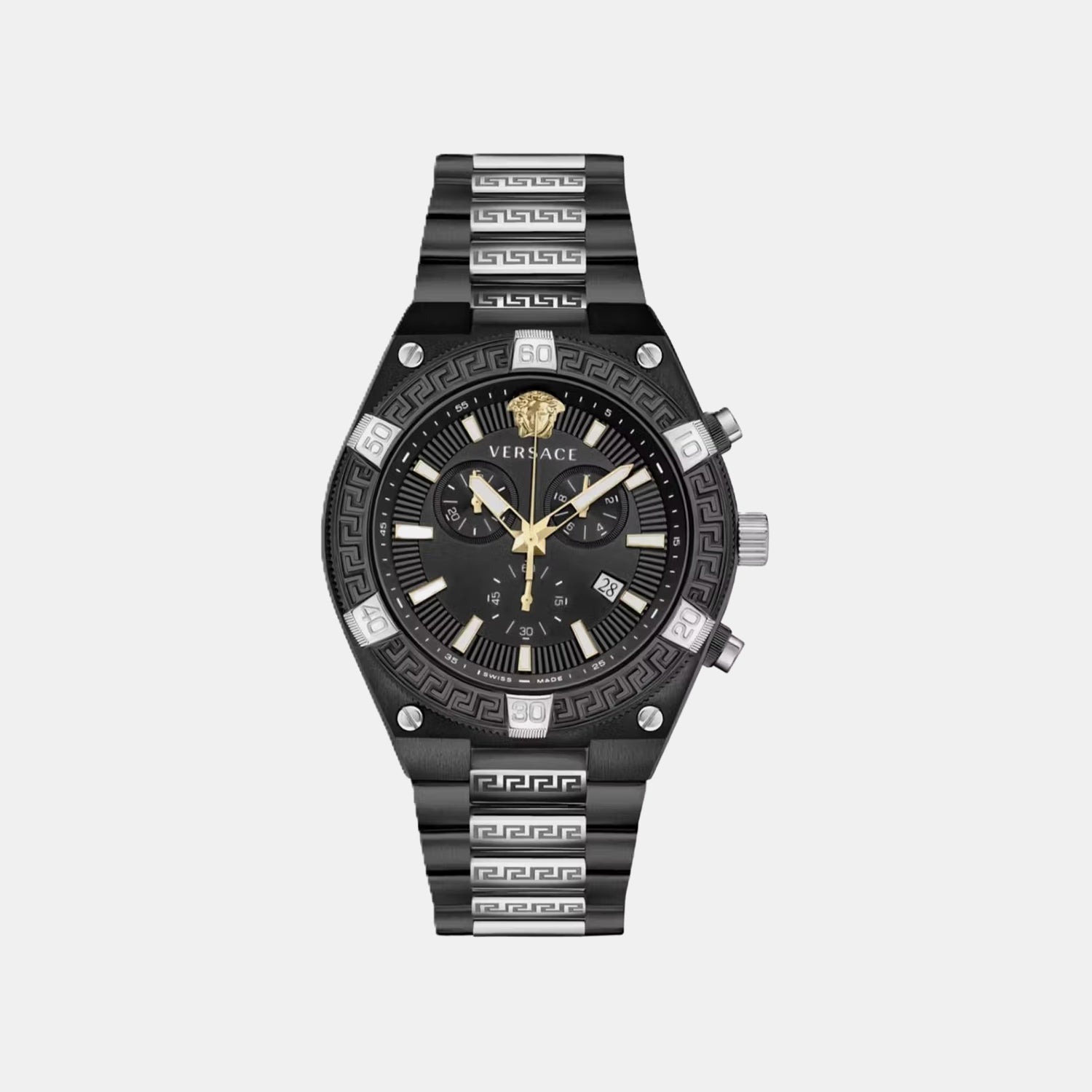 Men Quartz Black Dial Chronograph Stainless Steel Watch VESO01022