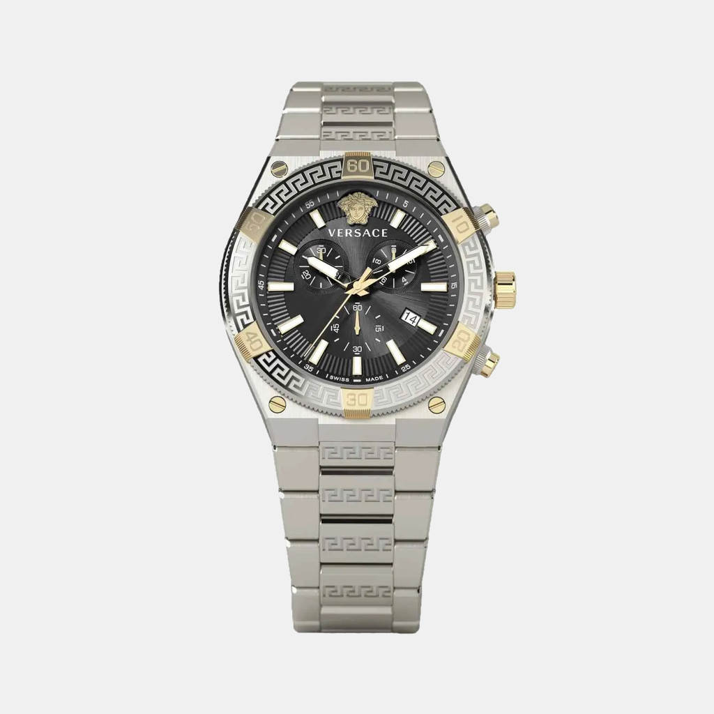 V‑Code Men Quartz Black Dial Chronograph Stainless Steel Watch VESO01123