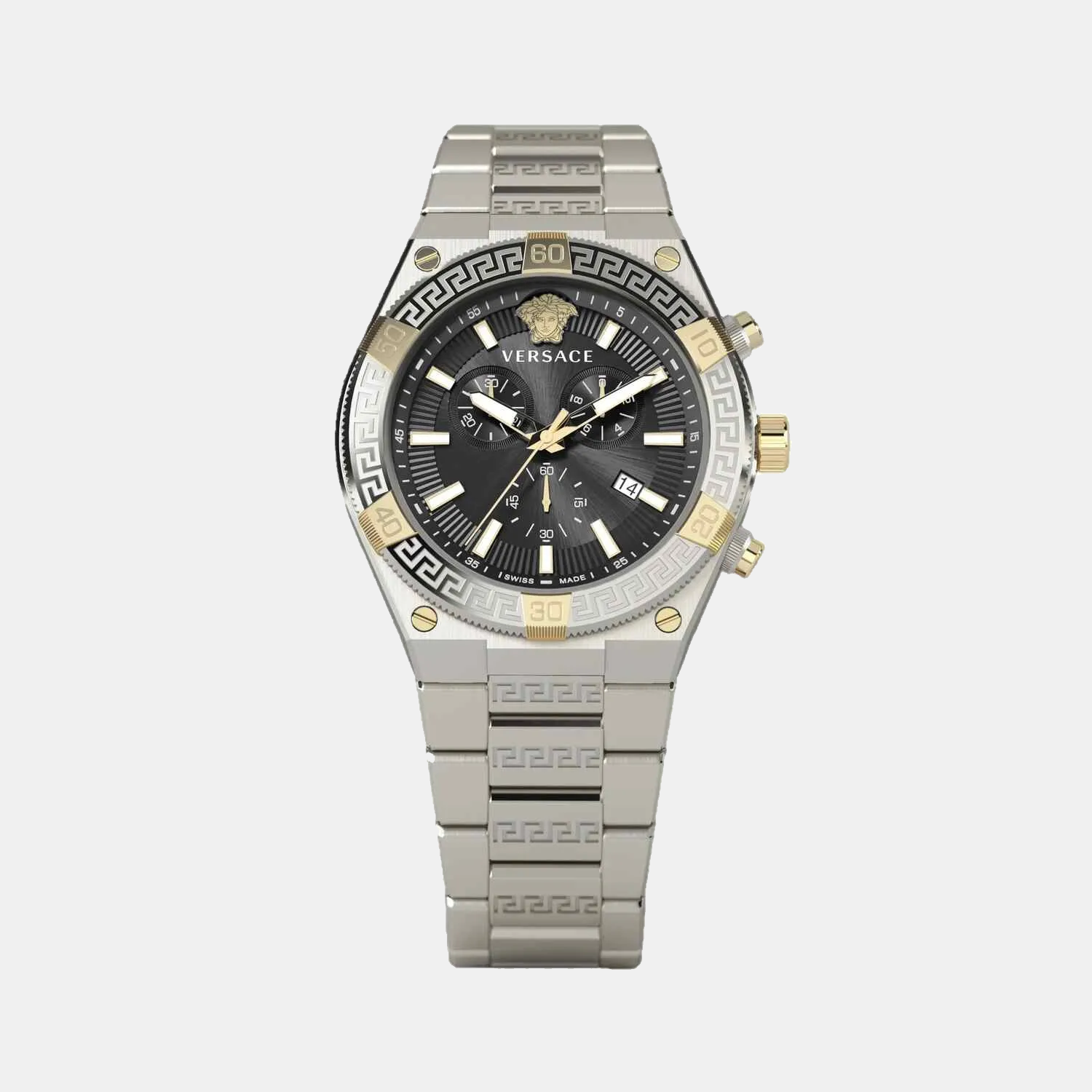 V‑Code Men Quartz Black Dial Chronograph Stainless Steel Watch VESO01123