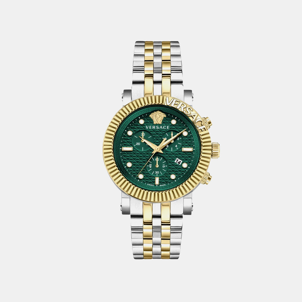 Men Quartz Green Dial Chronograph Stainless Steel Watch VESQ00722