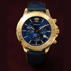 Men Quartz Blue Dial Chronograph Leather Watch VEV600319