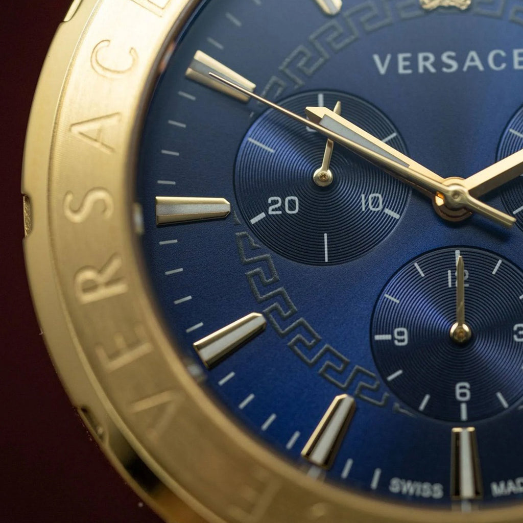Men Quartz Blue Dial Chronograph Leather Watch VEV600319