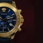 Men Quartz Blue Dial Chronograph Leather Watch VEV600319