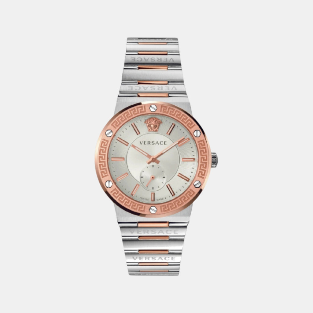 Greca Logo Men Quartz Silver Dial Analog Stainless Steel Watch VEVI00923