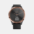 Unisex Quartz Black Dial Digital Silicone Watch Vivomove Hr Sea Sport Black-Rose Gold