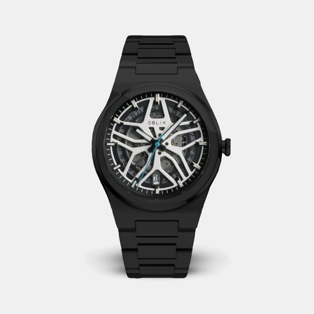 Men Automatic Black Dial Analog Stainless Steel Watch Velocity Black Polish