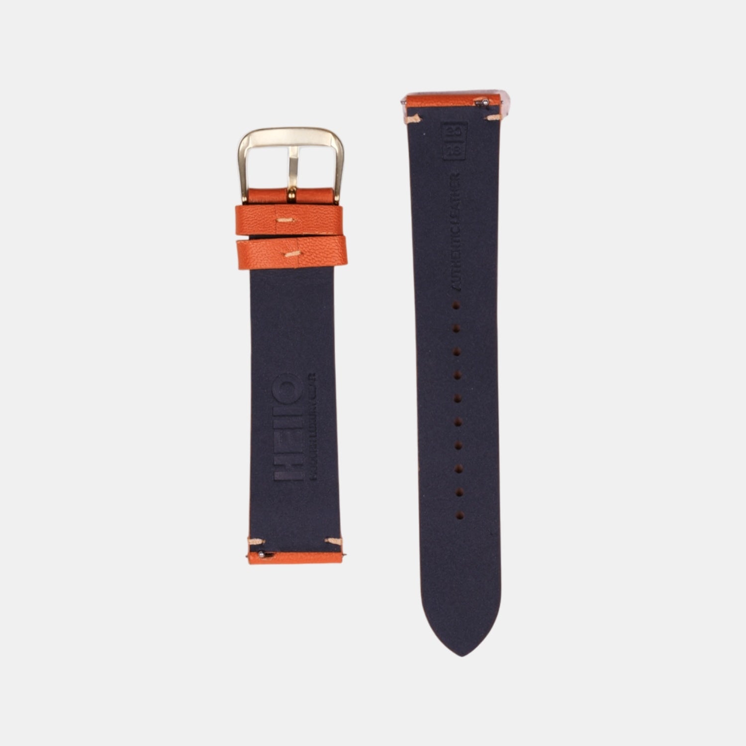 Men Sheep Nappa Leather Strap INTRO 2.0 DS-CARROT ORANGE 22 MM