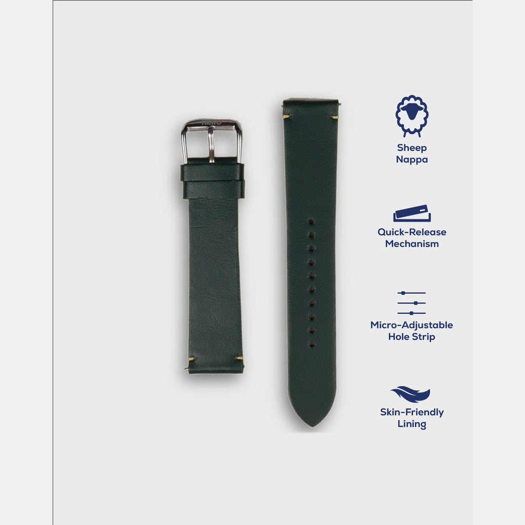 Men Sheep Nappa Leather Strap INTRO 2.0- DS - DEEP FOREST 18 MM