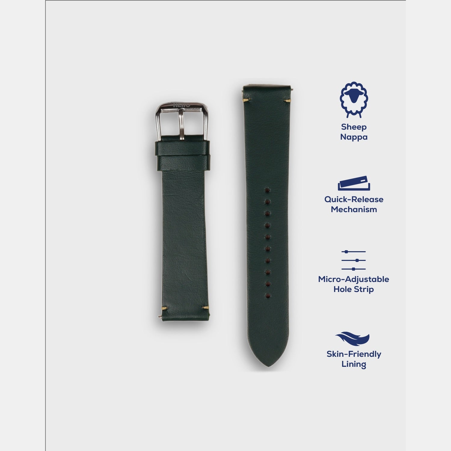 Men Sheep Nappa Leather Strap INTRO 2.0- DS - DEEP FOREST 20 MM