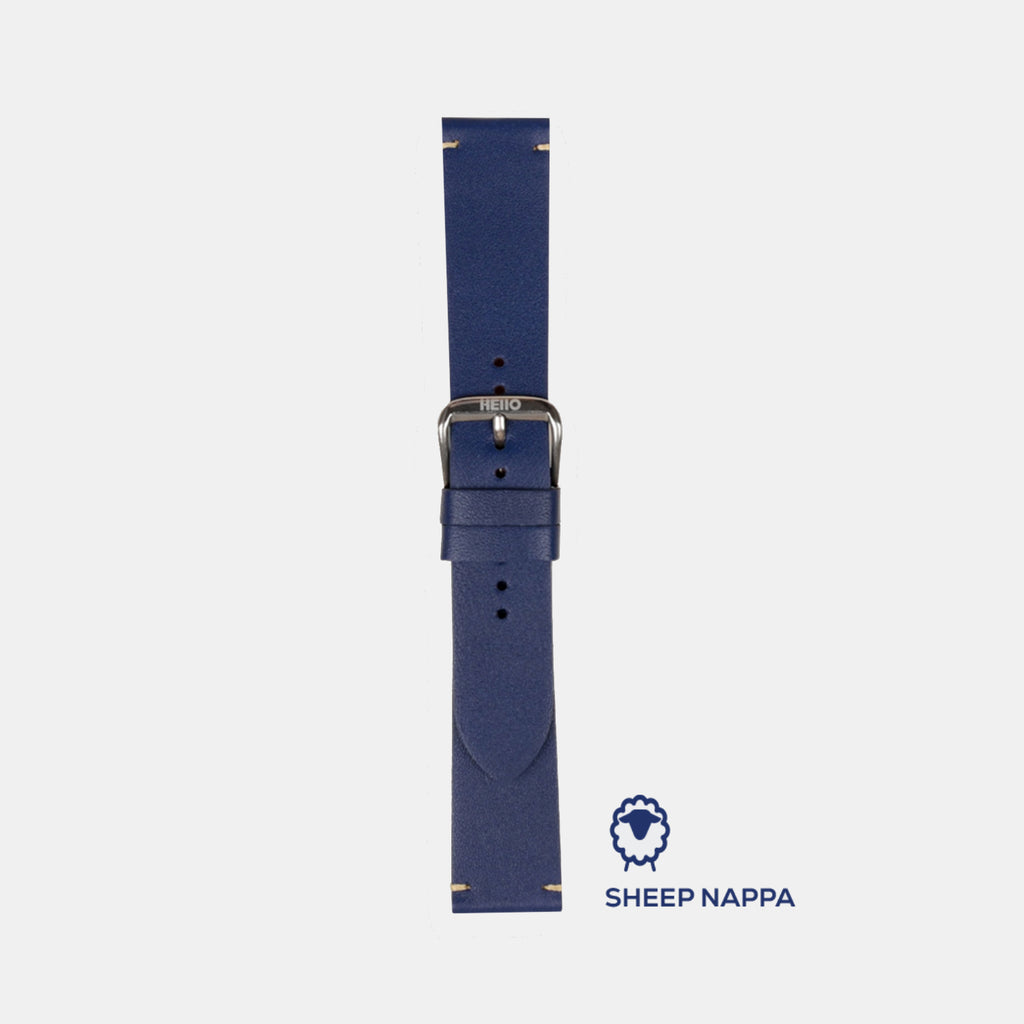 Men Sheep Nappa Leather Strap INTRO 2.0 DS- VAN GOGH BLUE 22 MM