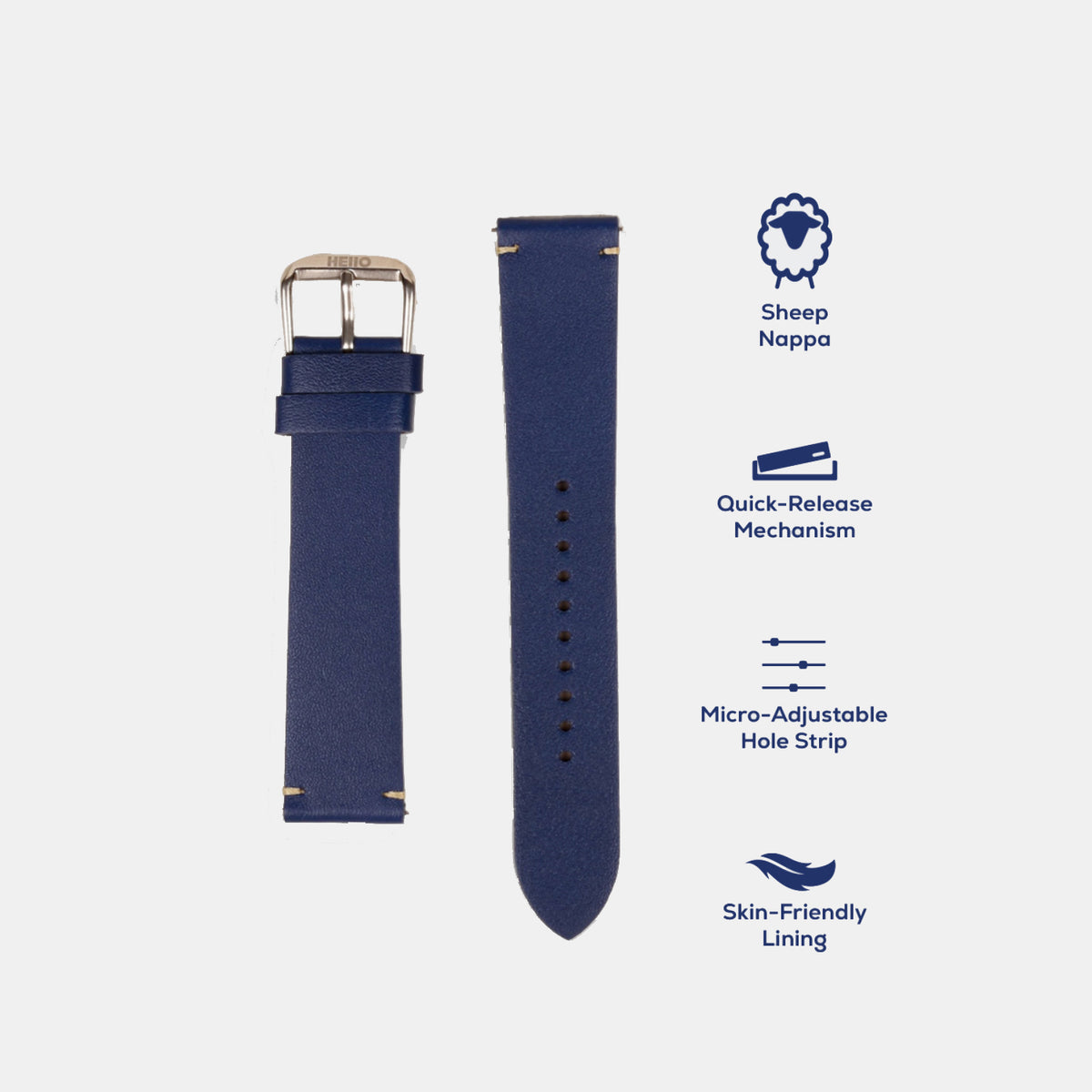 Men Sheep Nappa Leather Strap INTRO 2.0 DS- VAN GOGH BLUE 22 MM