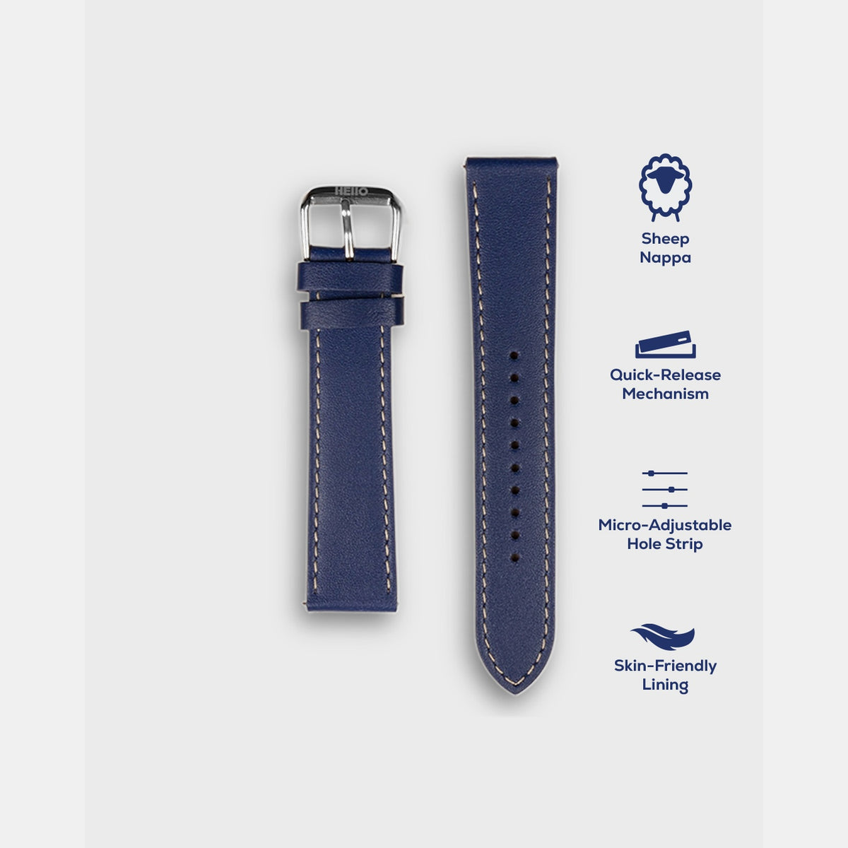 Men Sheep Nappa Leather Strap INTRO 2.0 PS - VAN GOGH BLUE 22 MM