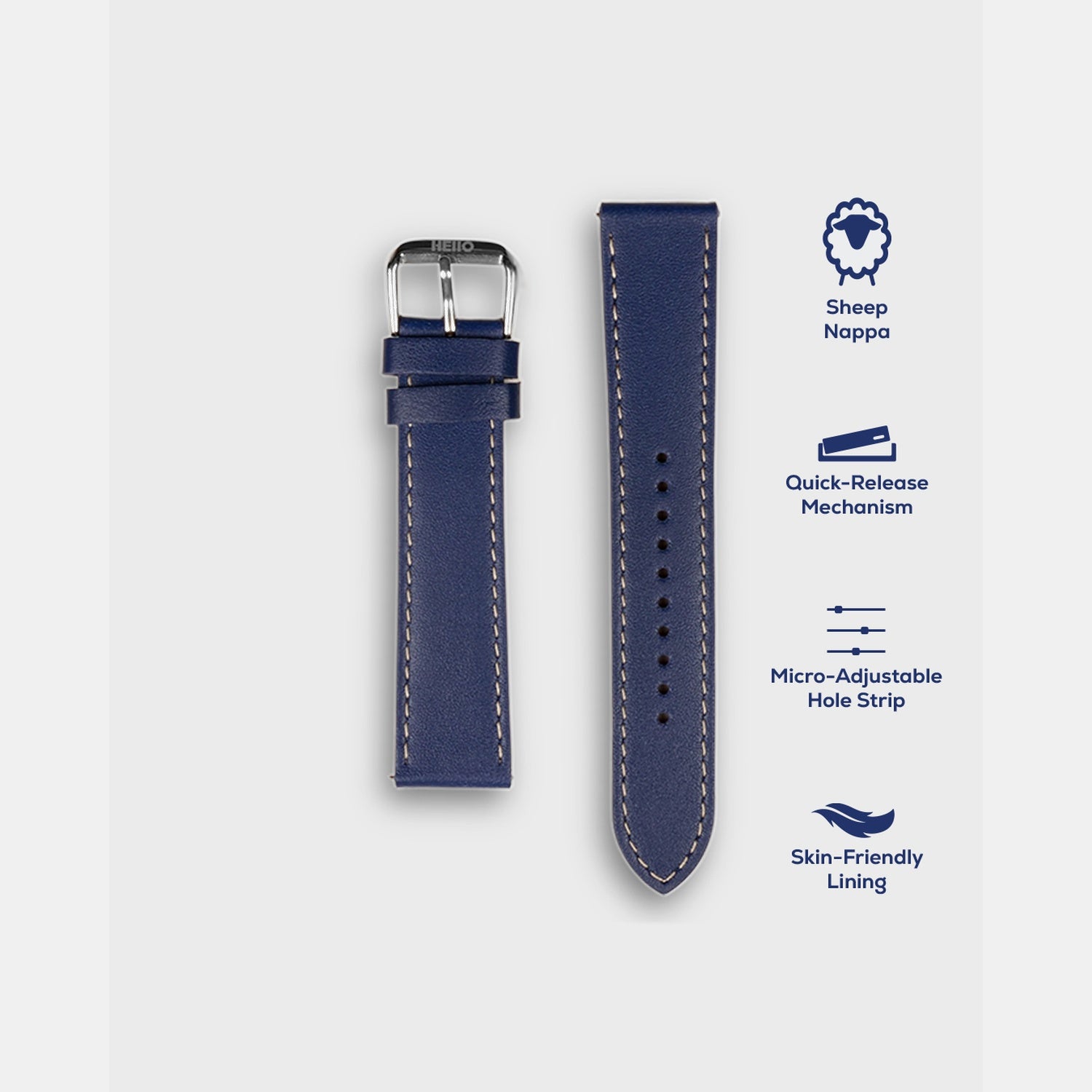 Men Sheep Nappa Leather Strap INTRO 2.0 PS - VAN GOGH BLUE 18 MM