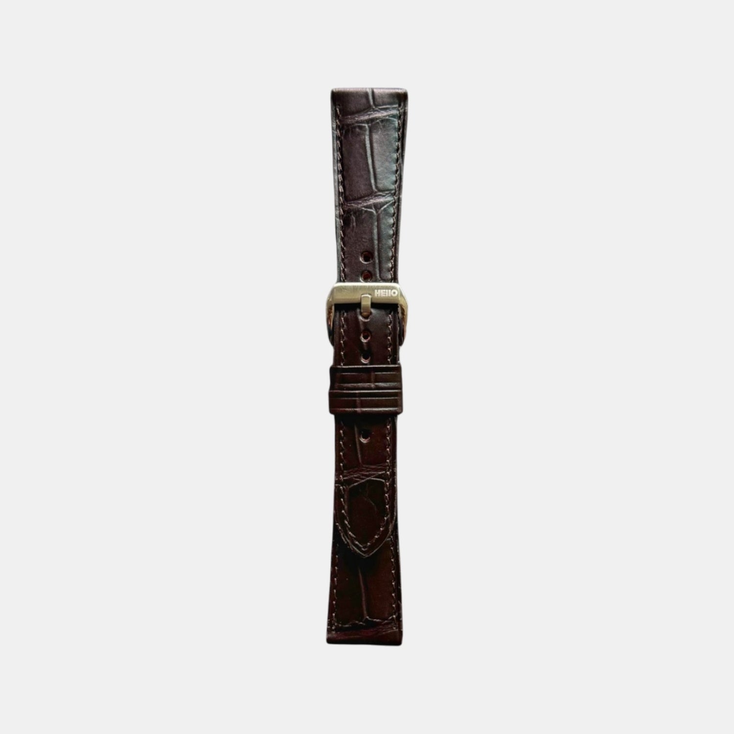 Men Croc Print Italian Leather Strap GRACE IN CROC99- ESPRESSO 20 MM