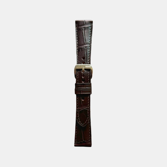 Men Croc Print Italian Leather Strap GRACE IN CROC99- ESPRESSO 20 MM