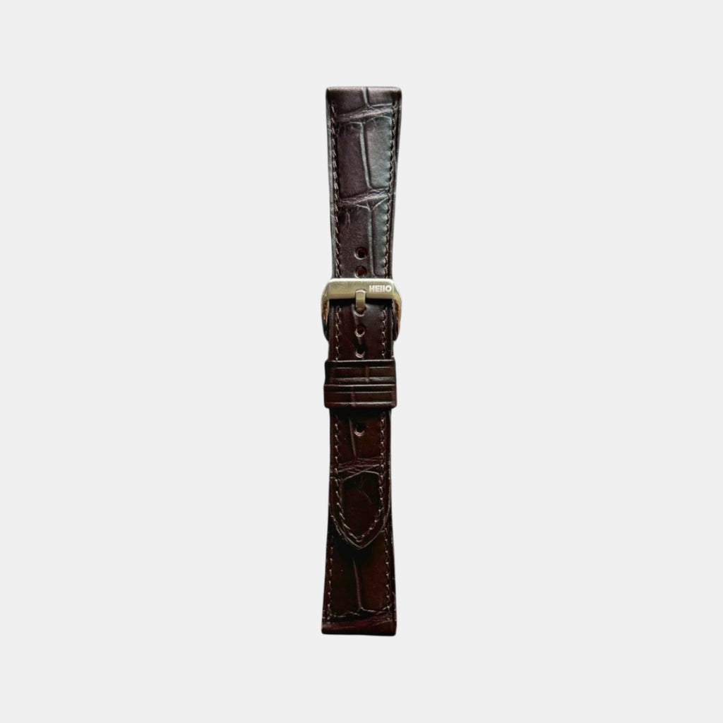 Men Croc Print Italian Leather Strap GRACE IN CROC99- ESPRESSO 18 MM
