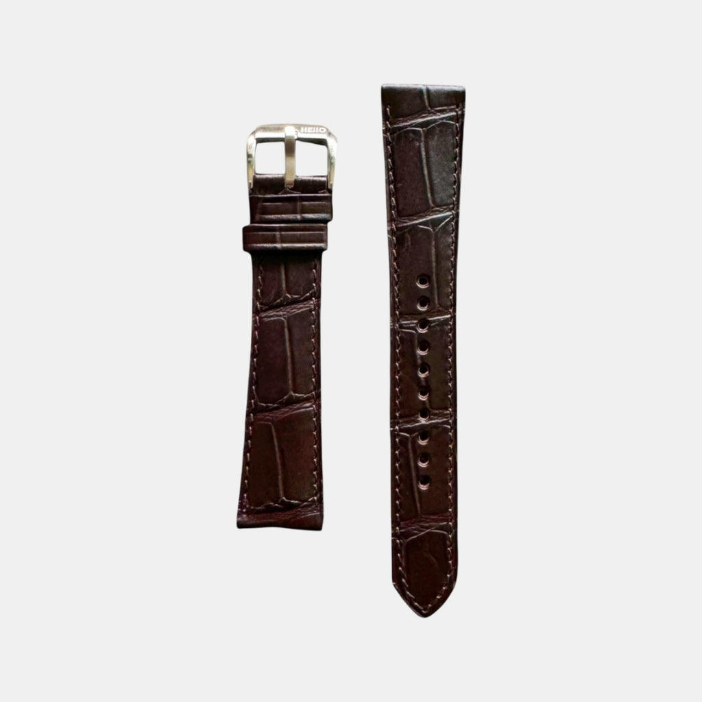 Men Croc Print Italian Leather Strap GRACE IN CROC99- ESPRESSO 18 MM