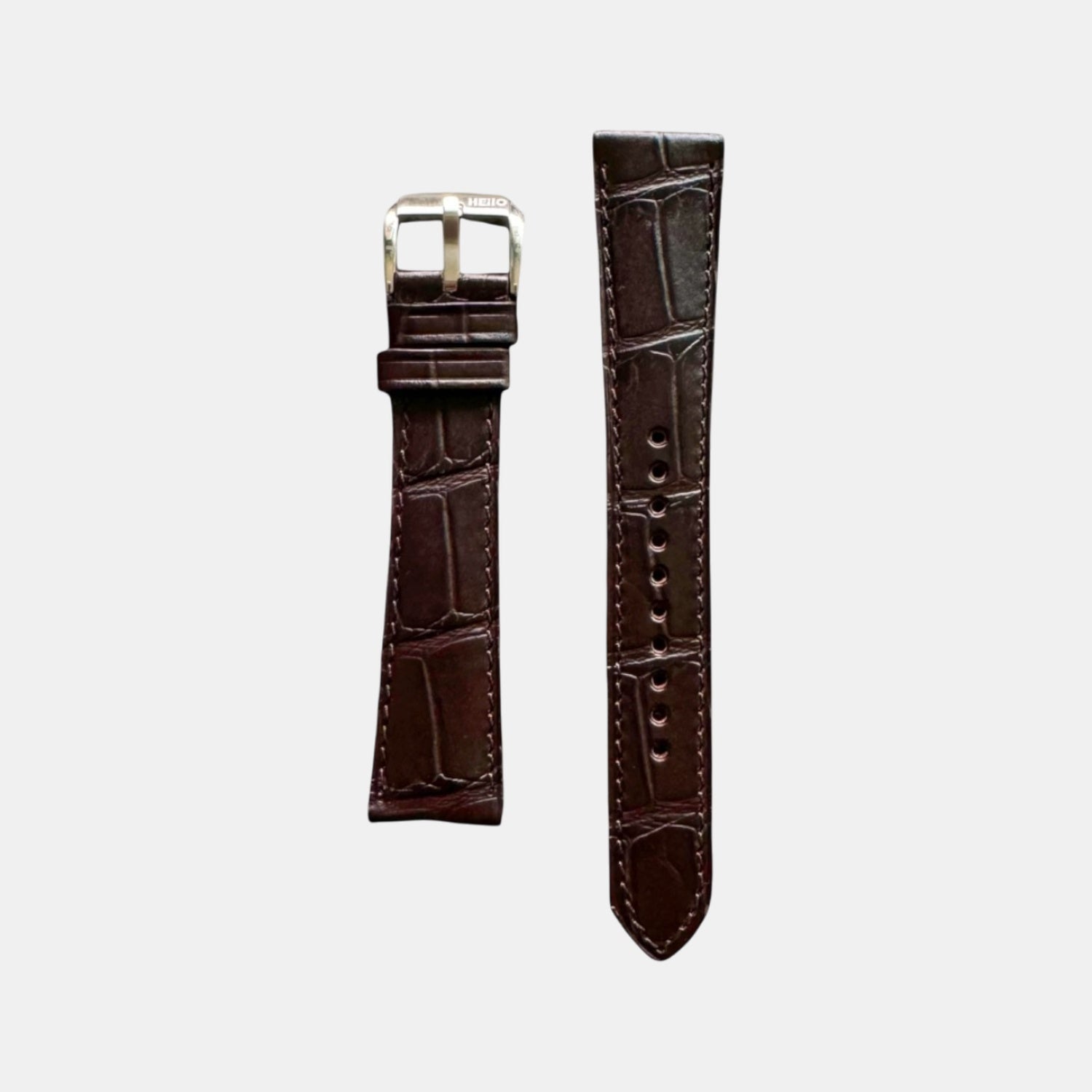 Men Croc Print Italian Leather Strap GRACE IN CROC99- ESPRESSO 18 MM