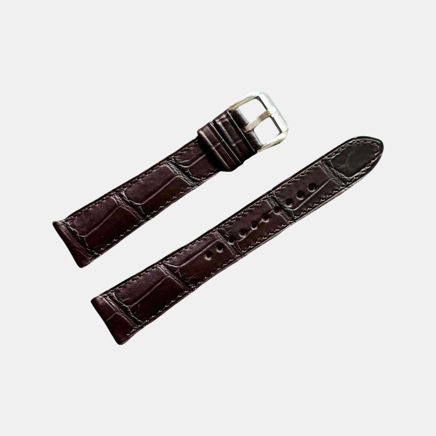 Men Croc Print Italian Leather Strap GRACE IN CROC99- ESPRESSO 20 MM