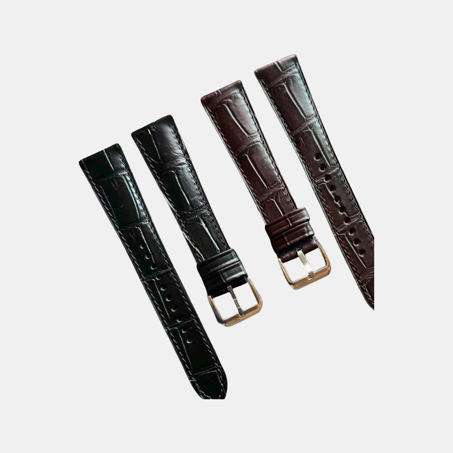 Men Croc Print Italian Leather Strap GRACE IN CROC99- ESPRESSO 18 MM