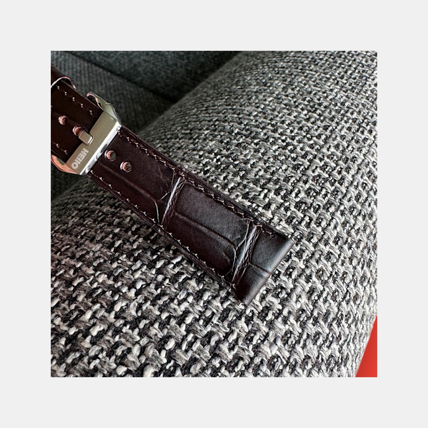 Men Croc Print Italian Leather Strap GRACE IN CROC99- ESPRESSO 22 MM