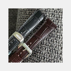 Men Croc Print Italian Leather Strap GRACE IN CROC99- ESPRESSO 18 MM