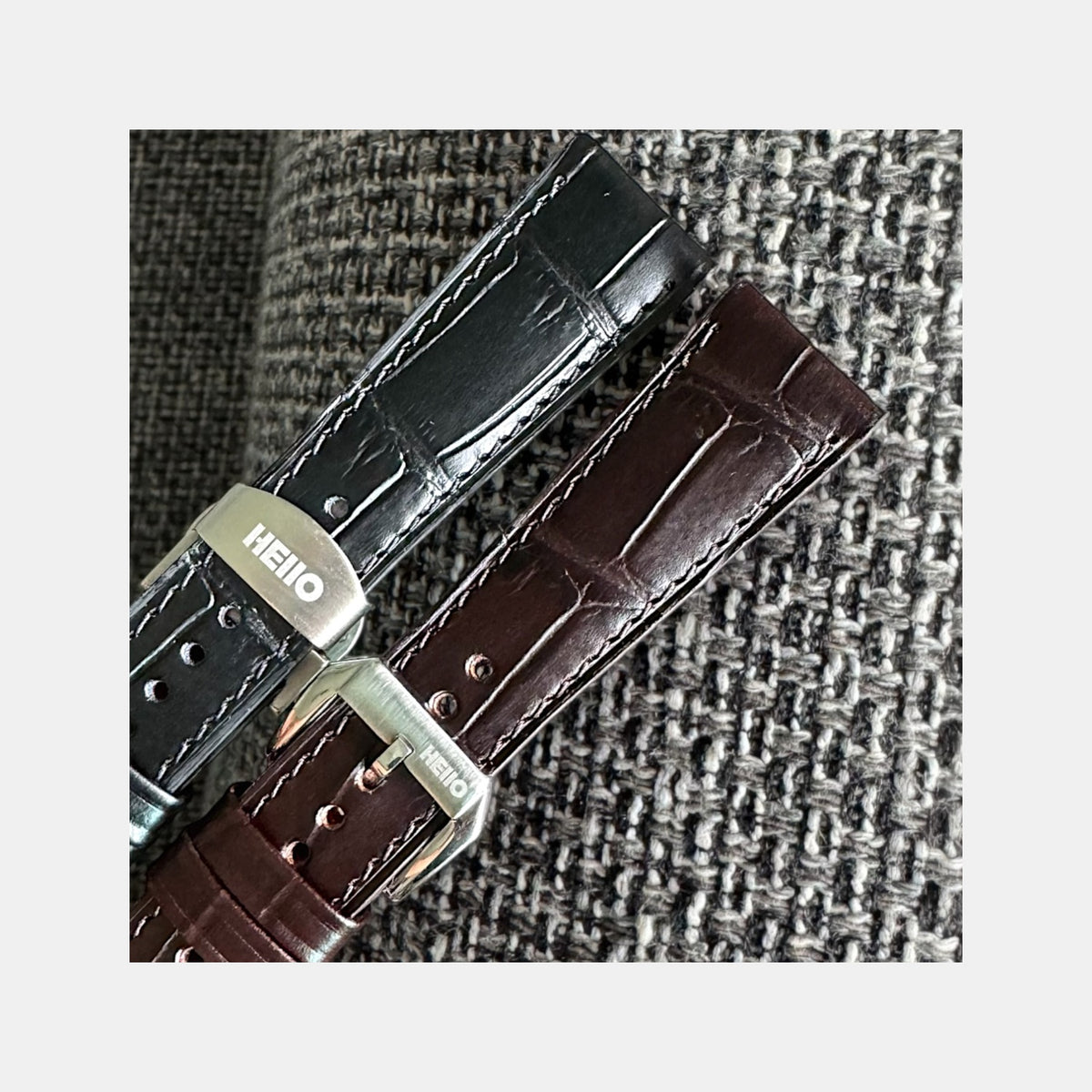 Men Croc Print Italian Leather Strap GRACE IN CROC99- ESPRESSO 20 MM