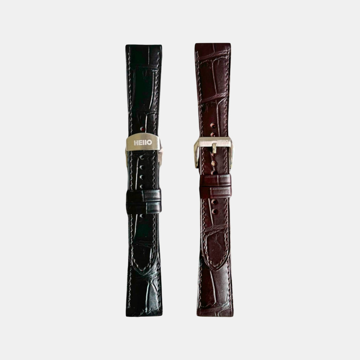 Men Croc Print Italian Leather Strap GRACE IN CROC99- ESPRESSO 22 MM