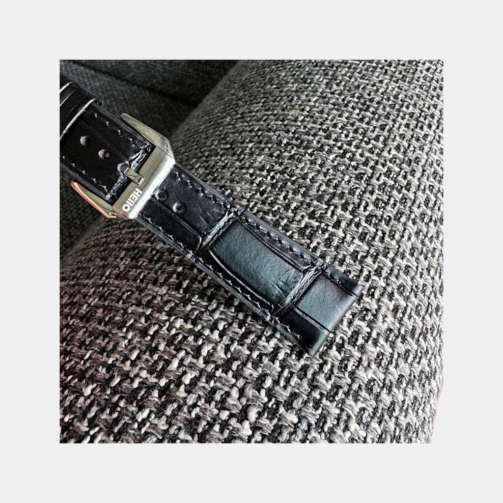 Men Croc Print Italian Leather Strap GRACE IN CROC99- TUXEDO 22 MM