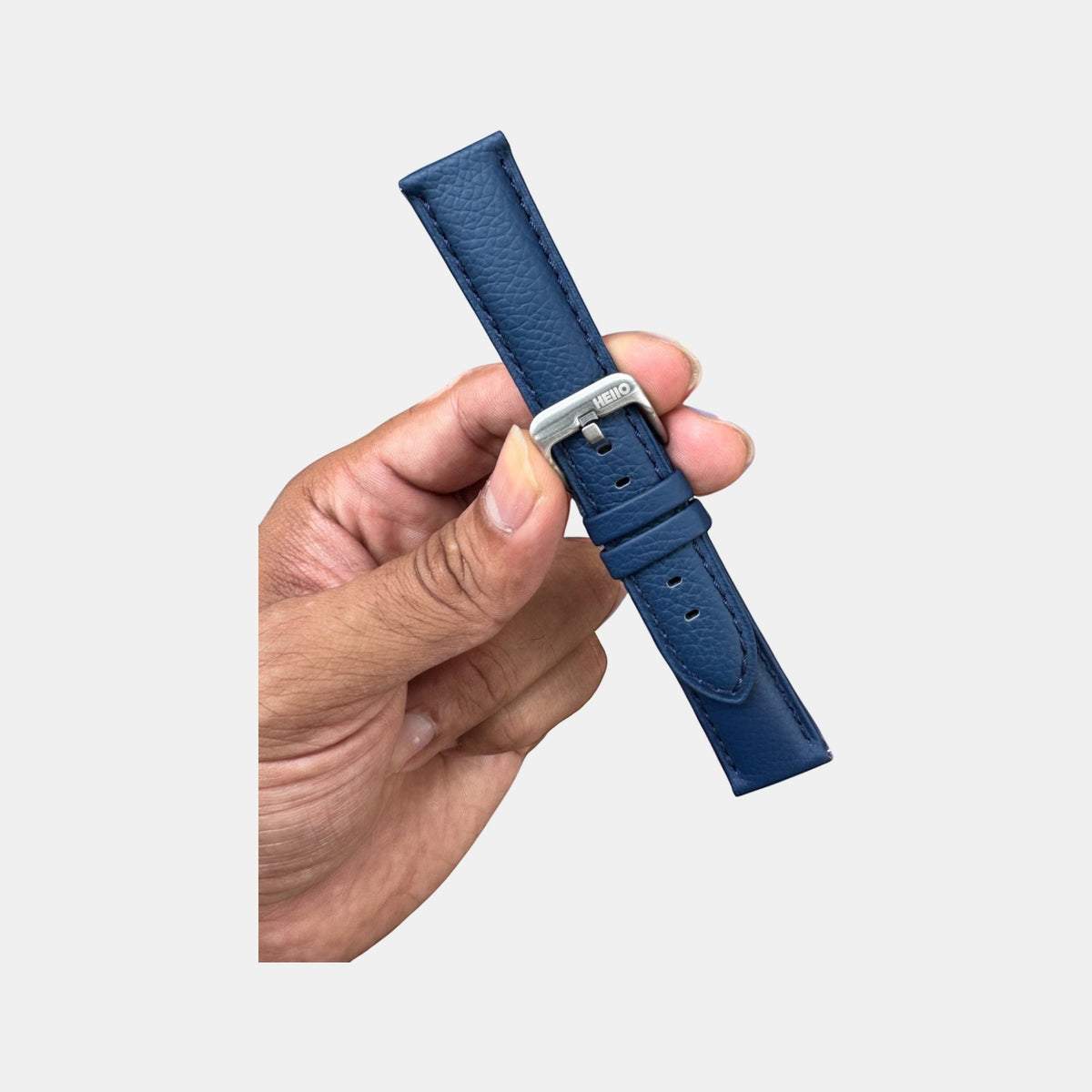 Men Pebbled Italian Leather Strap GRACE - PRUSSIAN BLUE 20 MM