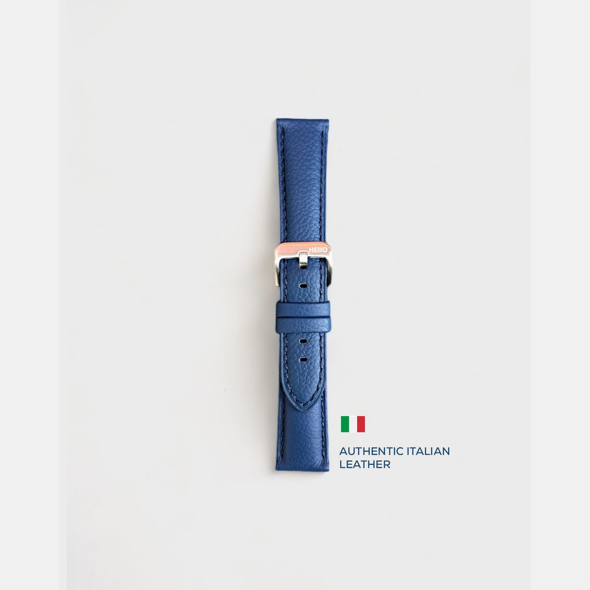 Men Pebbled Italian Leather Strap GRACE - PRUSSIAN BLUE 20 MM