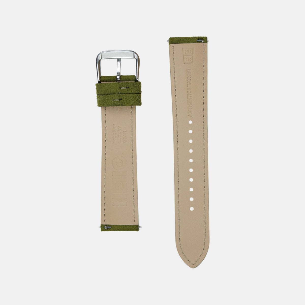 Men Suede Leather Strap GRACE IN SUEDE- OLIVE MOSS 22 MM