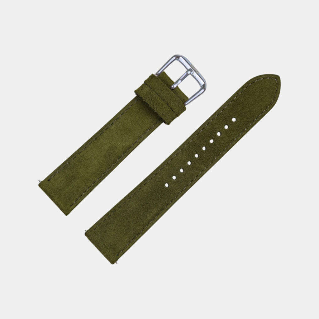 Men Suede Leather Strap GRACE IN SUEDE- OLIVE MOSS 22 MM