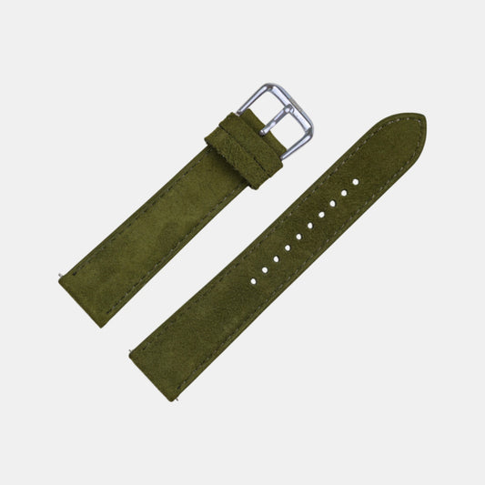 Men Suede Leather Strap GRACE IN SUEDE- OLIVE MOSS 22 MM